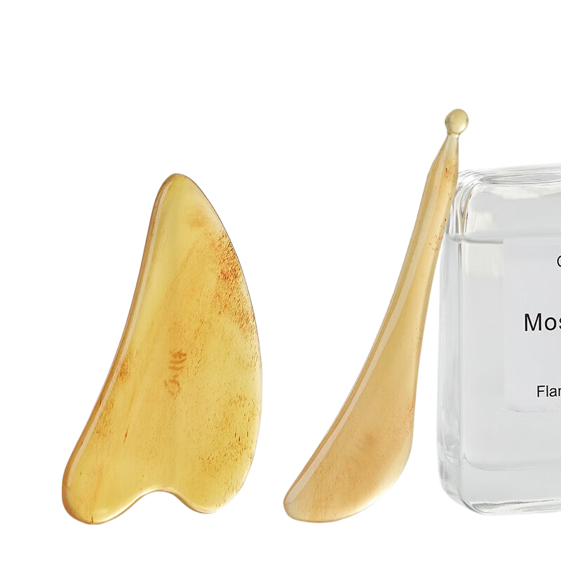 Chuxin Pure Ram Horn Gua Sha Board + Muscle Release Stick for Facial, Eye, Beauty Meridian Massage, Neck And Back Lifting