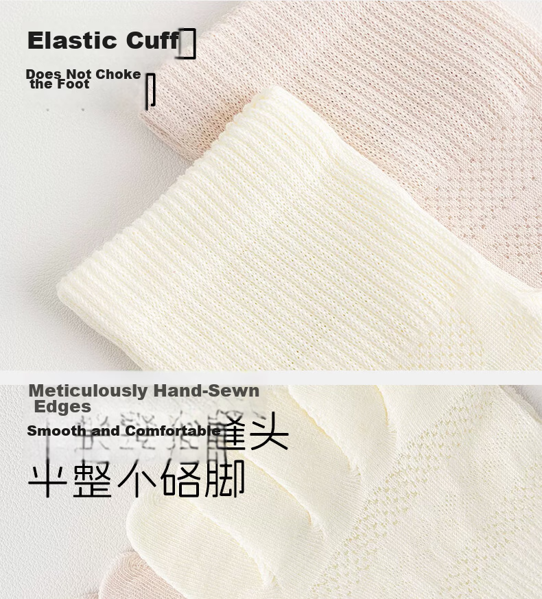 361° Women's Five-Toe Socks Summer Thin Breathable Sweat-Absorbing Mid-Calf Casual Socks 3-Pair Set One Size 10