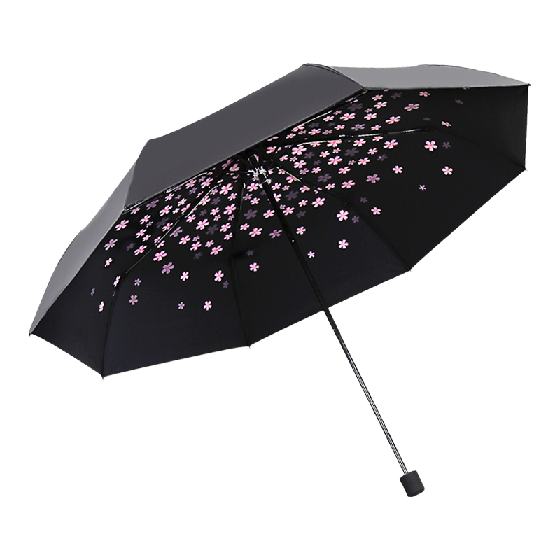C'mon UV Protection Umbrella, Five-Fold Sunshade for Women, Pocket Umbrella for Sunny And Rainy Days, Xiao Yinghua Five-Fold Umbrella with Black Gel Coating