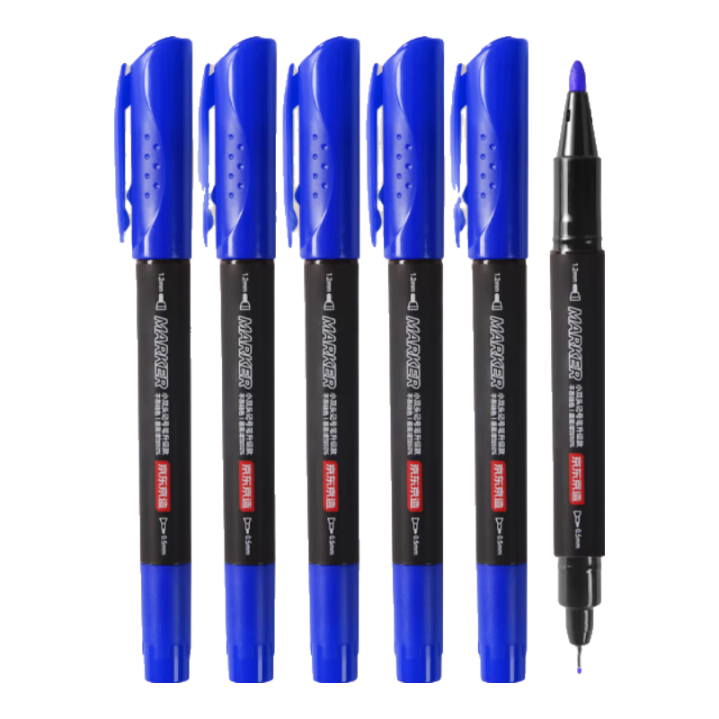 JD Jingzao Dual Tip Marker Pen Pro Upgrade Large Capacity Quick-Dry Waterproof Oil-Based Signature Art Student Liner Pen Blue 12-Pack