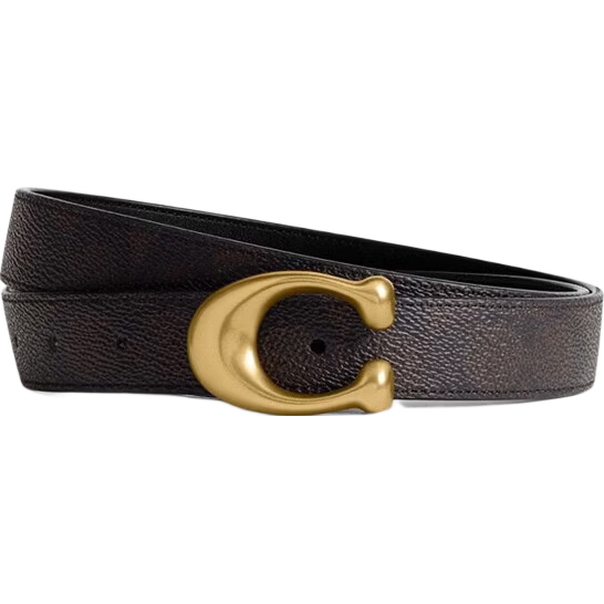 COACH Women's SCULPTED C Buckle Belt 25MM Black Size S CEB69 Gift for Her