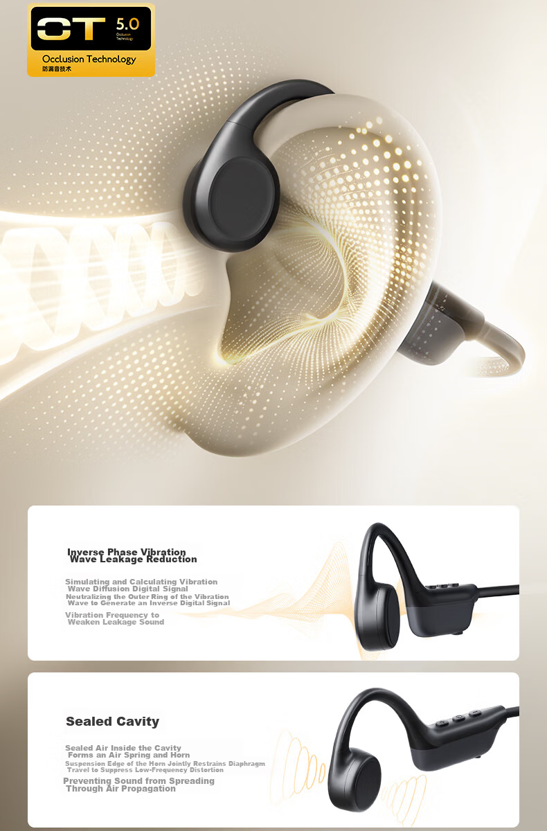 Chengao Bone Conduction Bluetooth Earphones 2026 New IP56 Waterproof Open Design Leakproof Comfortable Wireless Sports Running Cycling Ear-Hook Long Battery Life L10 Black 8