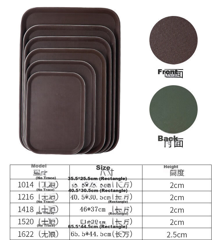 Jinwanfu Rectangular Non-Slip Plastic Serving Tray Tea Tray Hotel Dining Tray 46x35.5cm 11