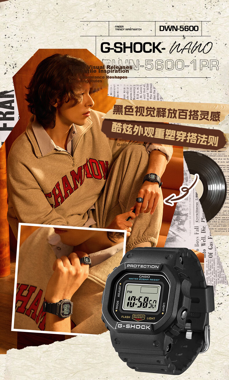 CASIO Unisex Adjustable Mini Square Digital Wristwatch Trendy Ring Style DWN-5600-1 Birthday Gift 4