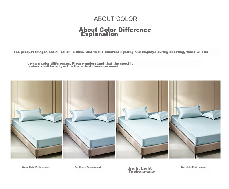 Fuanna 100-Thread Count Pure Cotton Double-Ply Long-Staple Cotton Bed Sheet Set with Pillowcases, 3-Piece Mattress Cover Fitted Sheet 1.8x2m Blue 9