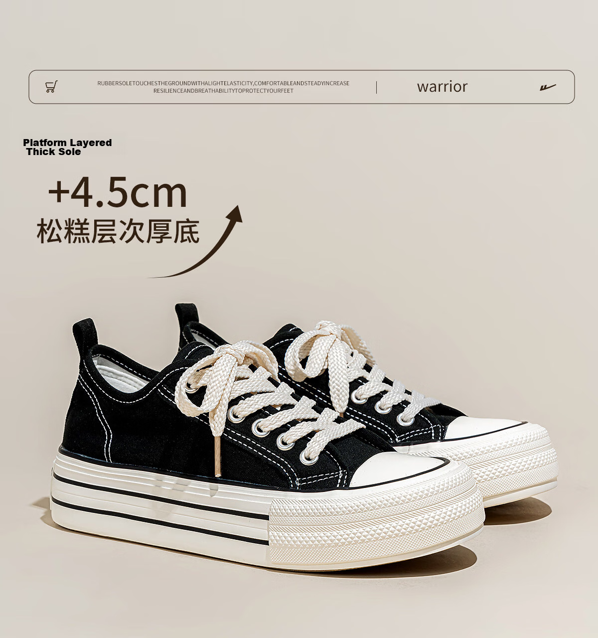 Warrior Official Canvas Shoes Women 2026 Summer Breathable Thick Sole Sneakers Classic Casual Low-top Cloth Shoes for Women 3