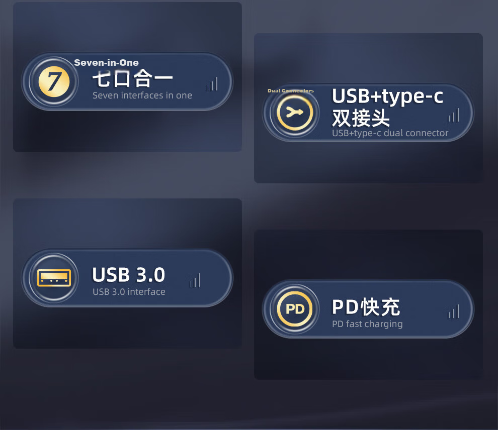 Tengfei Type-C/USB Hub to USB 3.0 Splitter High-Speed 7-Port Hub Multi-Adapter for Laptop Tablet Docking Station 4