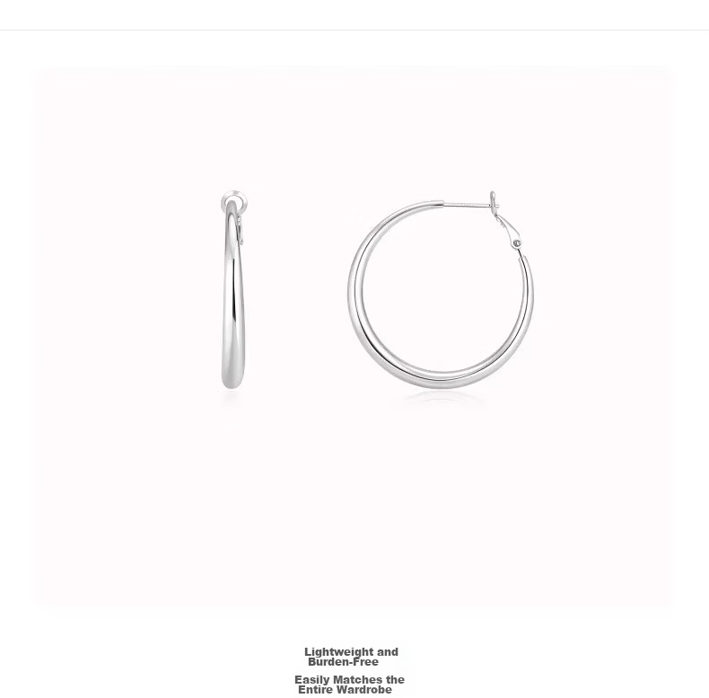 Aji Bean Earrings Fashion French Hoop Studs Commuter Versatile Plain Circle Ear Accessories Birthday Gift for Girlfriend Gold 2