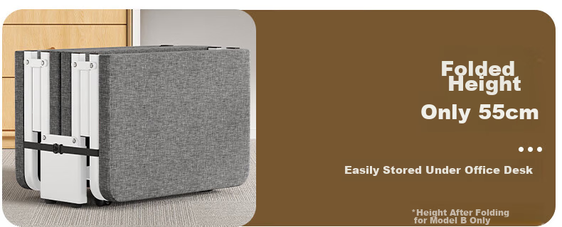 Miaoli Folding Single Office Nap Bed Foldable Hard Bed Care Bed Simple Nap Bed No Installation Robot Vacuum Compatible 7