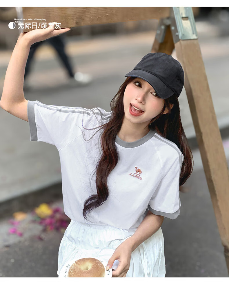 CAMEL Dilireba Style Short Sleeve Soft Cotton T-Shirt Unisex Summer New Loose Casual Sports Top 32