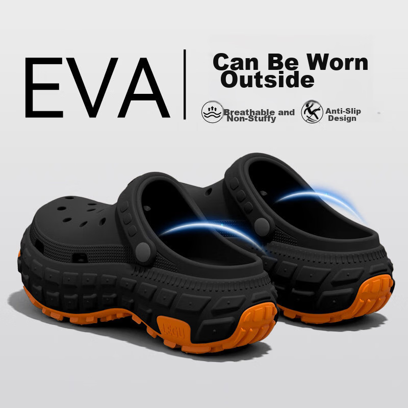 Aphrodite Men's Thick-Soled Clog Sandals Summer Outdoor Breathable Non-Slip Durable Couple's Sandals Black Size 42-43