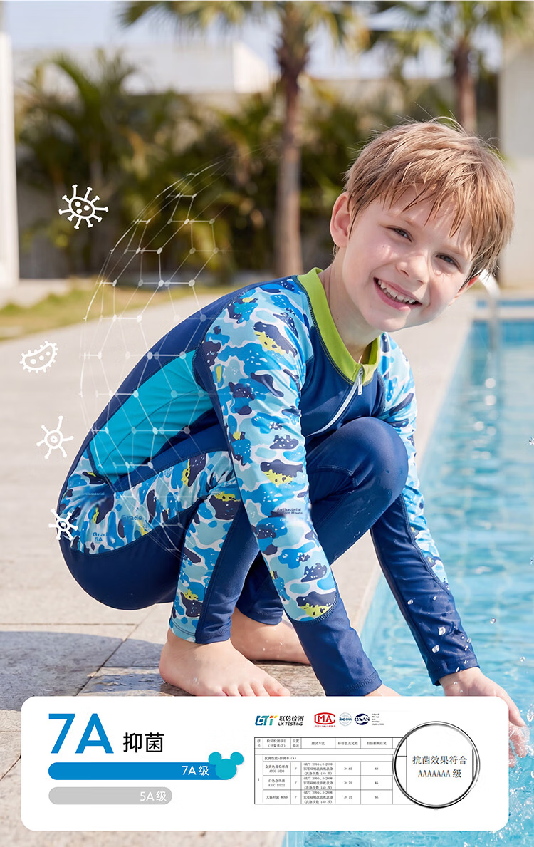 Disney Boys' Kids Swimwear New Long Sleeve One-Piece Sunsuit D36111S2I Blue Sulley 160 6