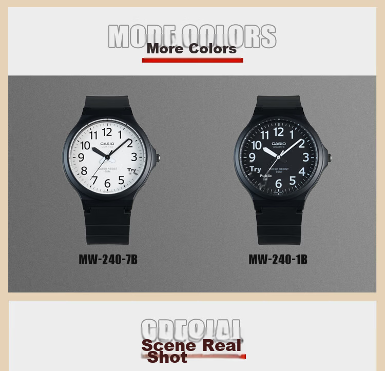 CASIO MW-240-1BVDFK Quartz Student Exam Watch Japanese-Korean Style Lucky Gift Box for Boyfriend 4