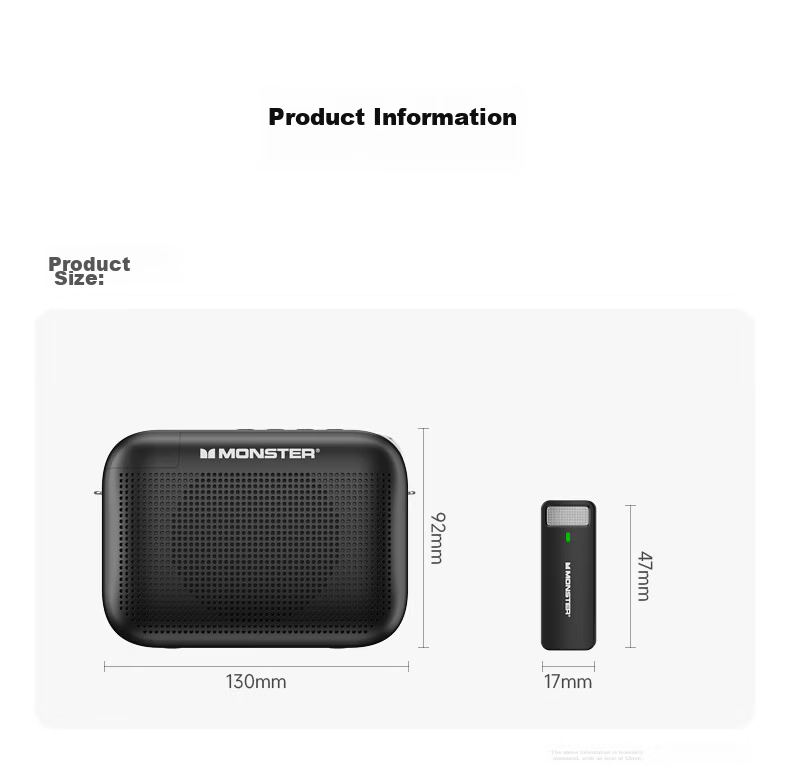 Monster Soundbase N23 Wireless Bluetooth Speaker with Wired Microphone, Teacher's Amplifier, Tour Guide, Meeting Use, 15% National Subsidy 18
