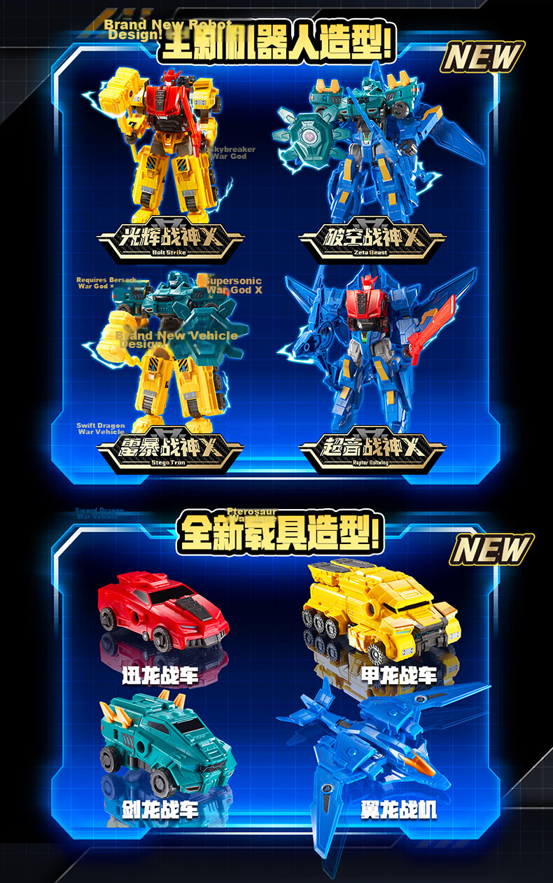 AULDEY Quantum Squad Transformable Robot Action Mecha Toy Flash Fusion - Supersonic War God X Kids Toy Gift 3
