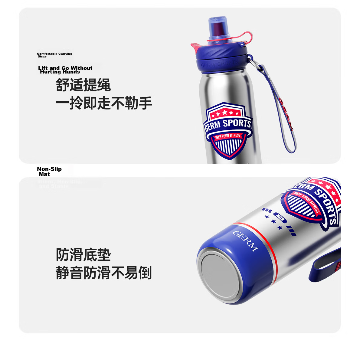 Germ Kids Insulated Water Bottle with Straw Sports Water Cup for Boys and Girls Large Capacity Student School Cup 580ML Pulse Blue 20