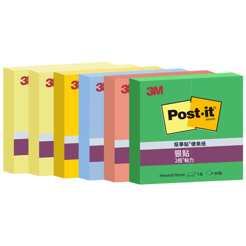 3M Post-it Notes Reminder Sticky Notes Memo Paper Office Supplies Study Stationery Set 654S-6SP 6-Pack Colorful Multi-Color Set