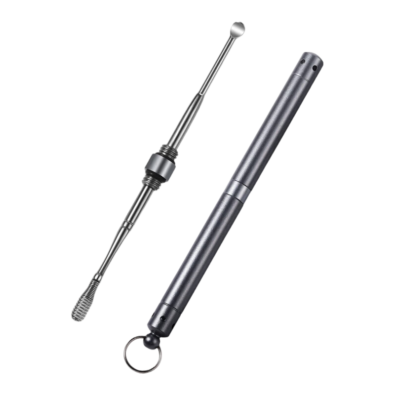 Jindarimei Stainless Steel Ear Pick, Double-Ended Ear Spoon, Portable Spiral Ear Cleaning Tool, Ear Wax Scoop, Adult Ear Cleaner