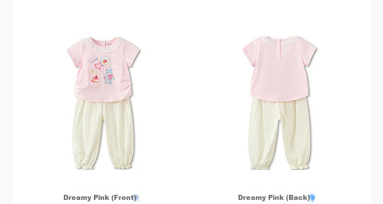 Balabala Girls' Short Sleeve Set Children's Baby Two-Piece 2026 New Summer Delicate Ruffle T-Shirt and Pants Sweet Style 14