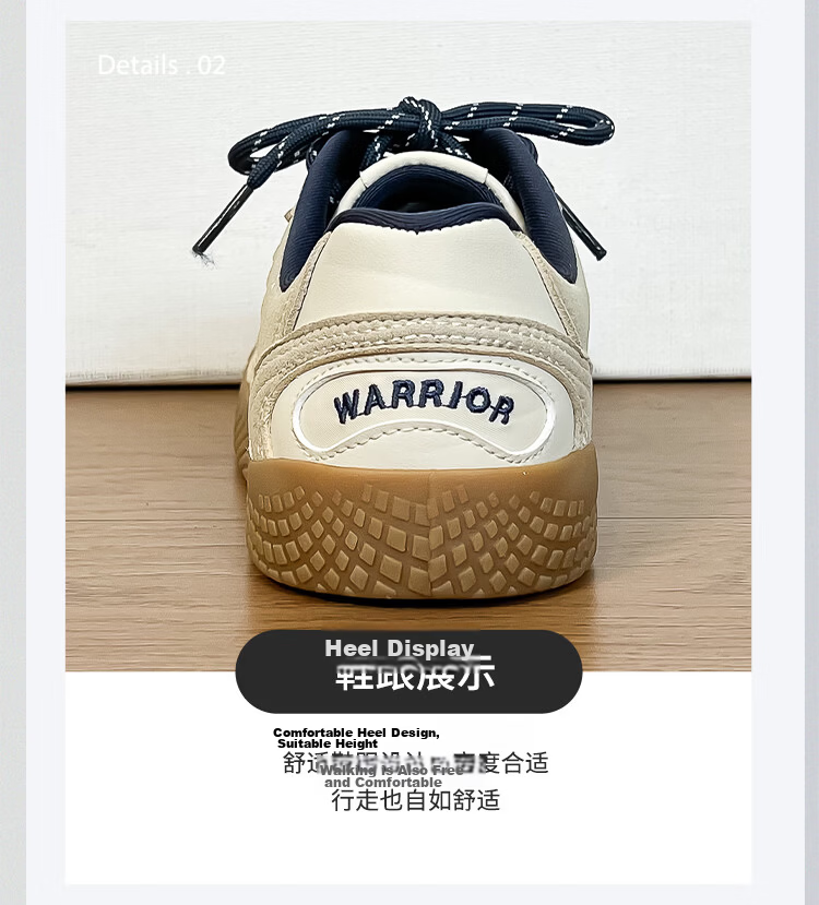 Warrior Training Shoes Versatile College Style Women's Fashion White Sneakers 818 Beige/Grey/Dark Blue Size 35 8