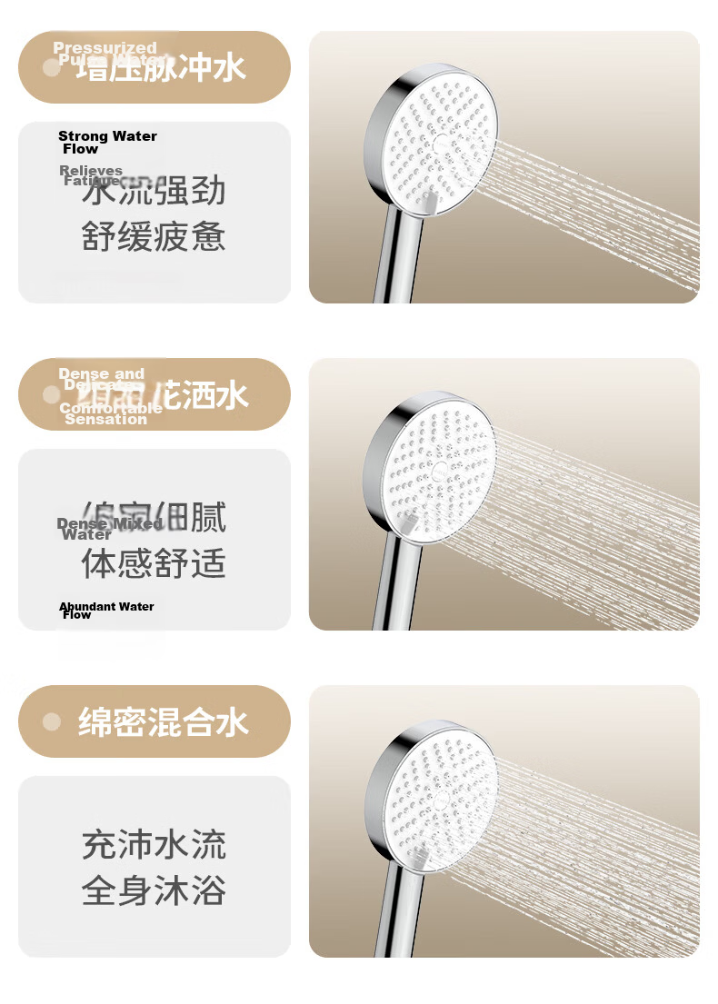 JOMOO Handheld Shower Head Bathroom High-Pressure Water Spray Three-Function Home Descaling Shower Sprayer 11