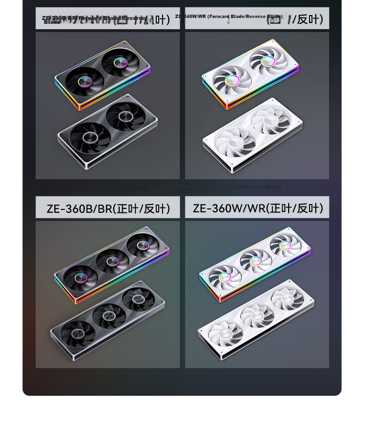 JONSBO ZE-360BR ARGB Black 12CM x3 Case Fans Reverse Blade (Four-Sided Thousand-Layer Mirror Full Light Effect / Motherboard Sync Lighting / PWM Male-Female Connector) 4