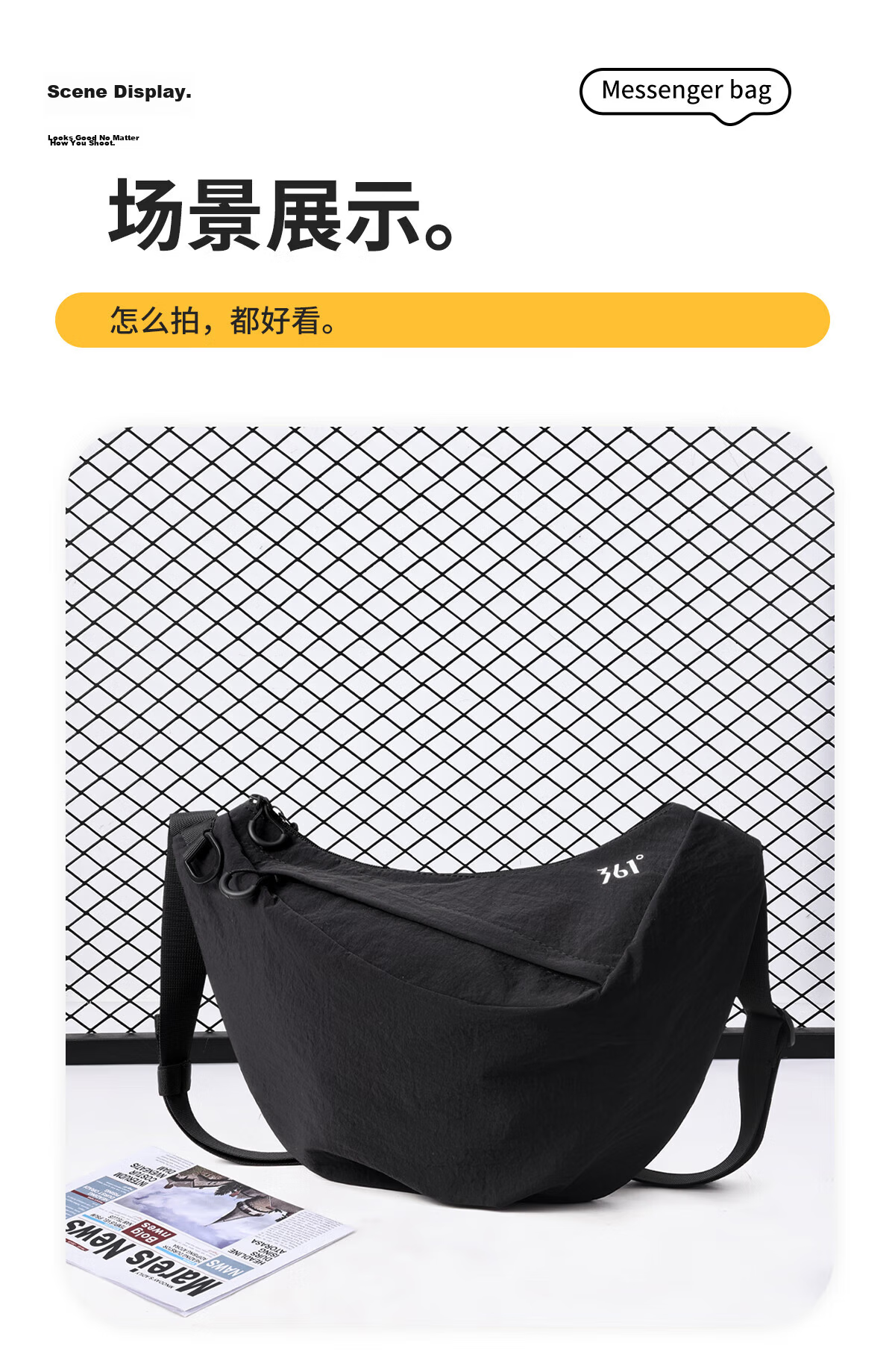 361° Women's Large Capacity Crossbody Bag Korean Style Dumpling Bag Simple Ins High-Value Versatile Lightweight Durable Casual Shoulder Bag 13