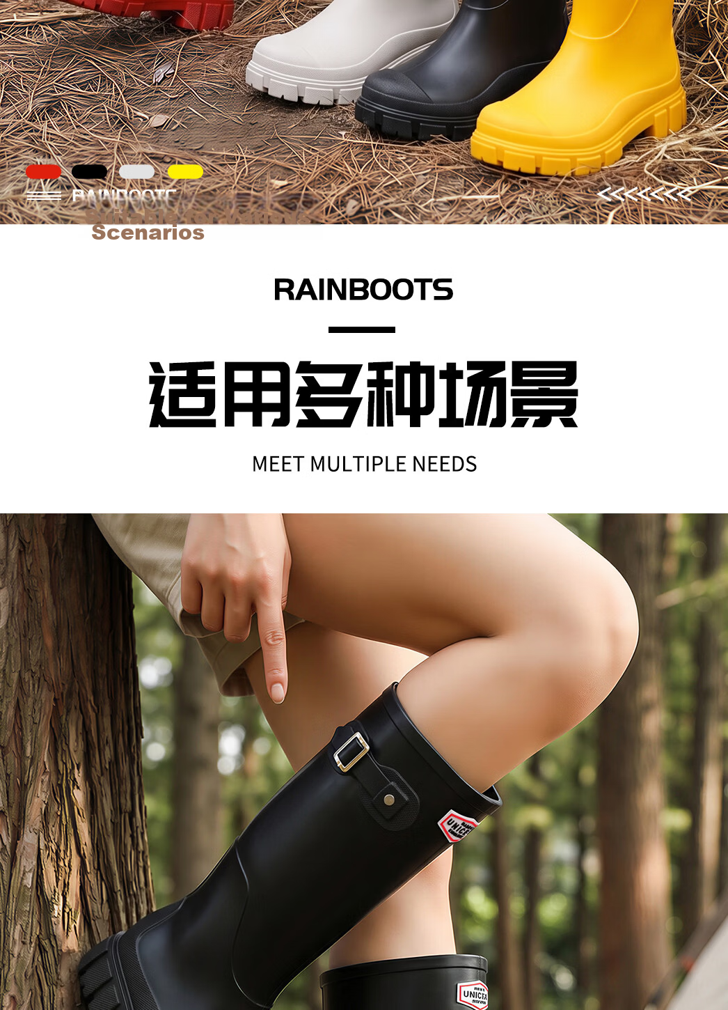 KINGLOVOUN Women's Fashion Long Rain Boots Adult Waterproof Non-Slip High Tube Rainforest Hiking Shoes 6006 Yellow Size 39 2