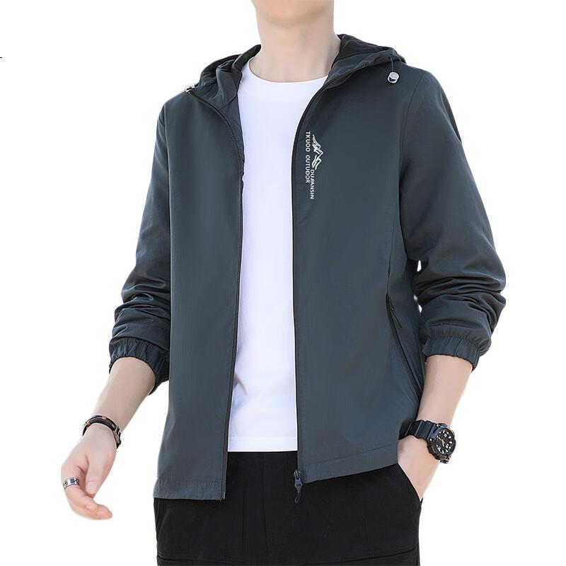 TUCANO Men's Jacket, Spring And Autumn Casual Workwear Hooded Loose Outerwear, Black, Size M