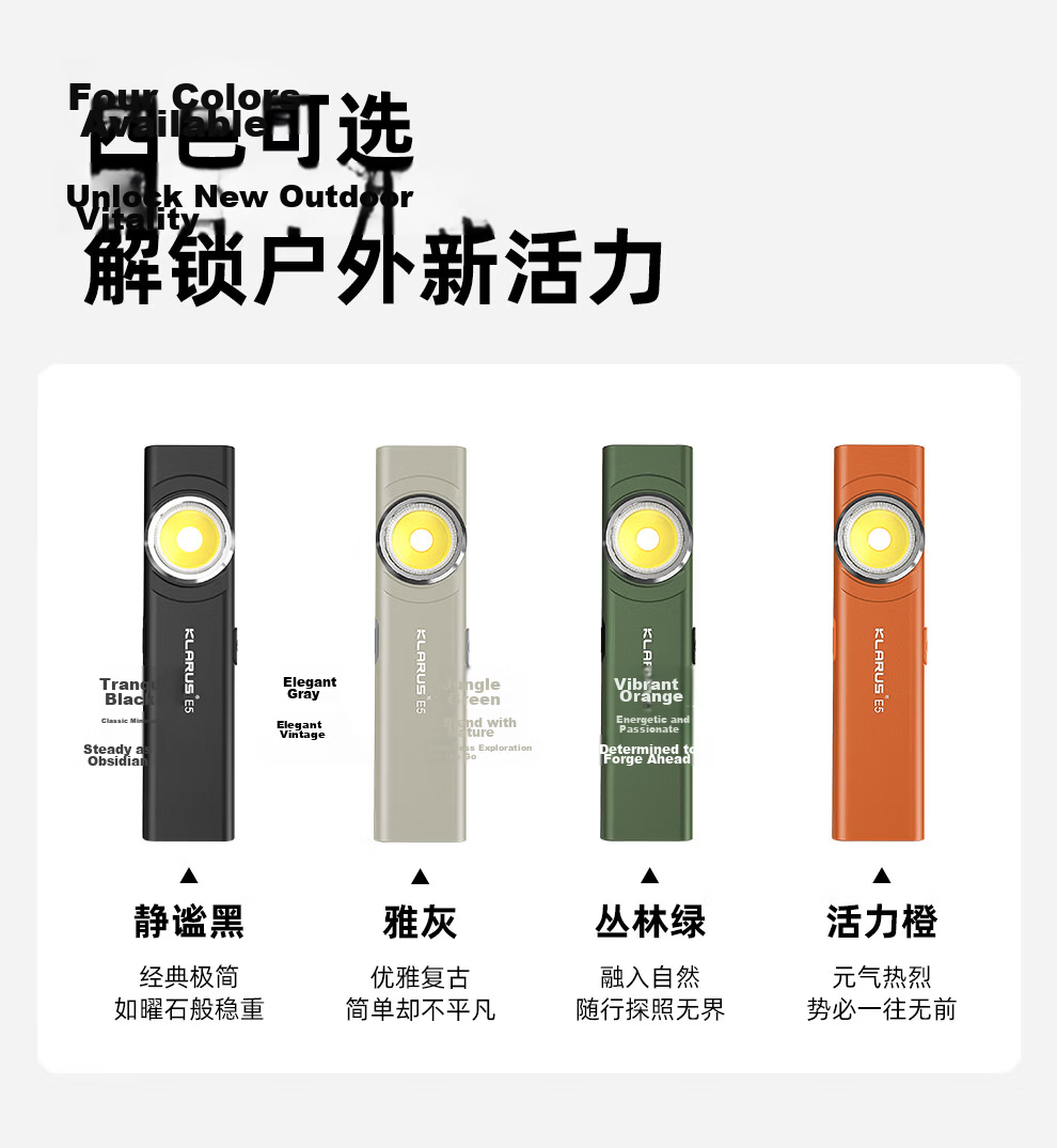 KLARUS E5 Plus Portable Rechargeable Magnetic USB Ultra-thin EDC Flashlight Outdoor Hiking Mountaineering Lighting 9