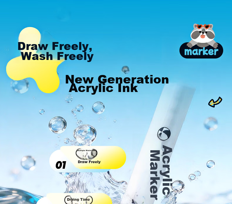 M&G 12-Color Washable Acrylic Markers for Kids Students Watercolor Pens Drawing Graffiti Birthday Graduation Gift APMT80L7 12