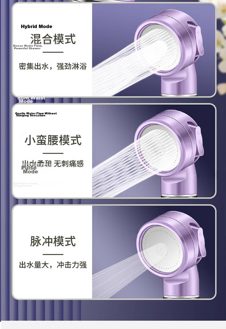 JROR [Seiko] Portable Travel Filter Shower Head with Three-Mode Pressure Boost, Water Purification, Baby Bathroom Shower Sprayer 12