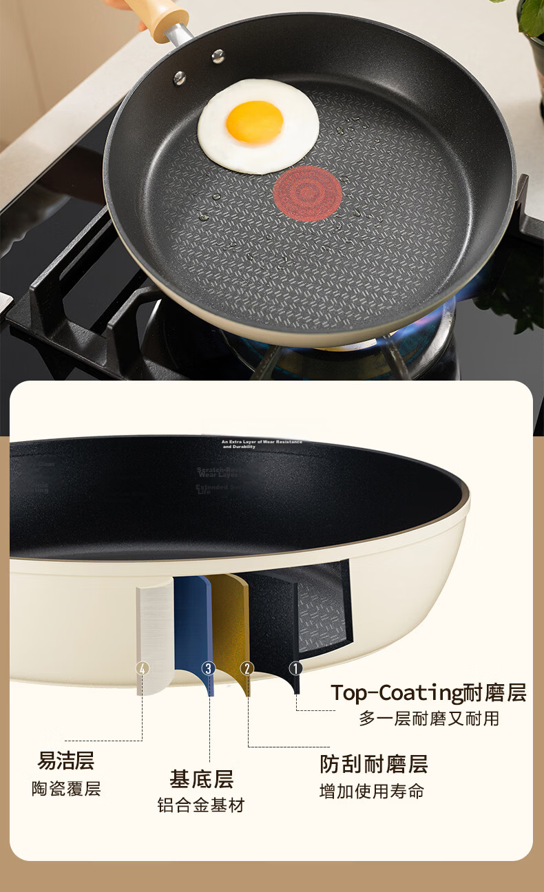 SUPOR Lightweight Red Dot Non-Stick Frying Pan Multi-Functional Flat Bottom Skillet Dishwasher Safe Induction Compatible 28cm 6