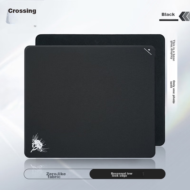 Zhenhuodu FPS Gaming Mouse Pad Solid Color Competitive Edition Black 490x420mm Ultra-Low Edge Locking Rubber Base (L)