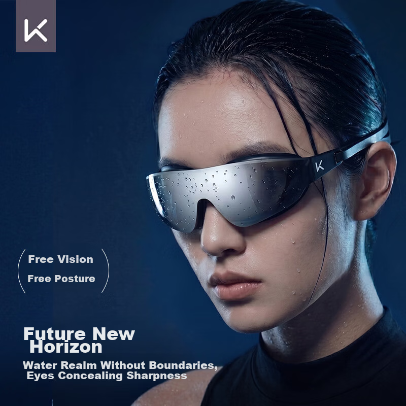 Keep Water Eye Swim Goggles HD Anti-Fog Waterproof Women's Light Shadow Gradient Coating No Eye Pressure Men's Swim Goggles Deep Space Black Lens
