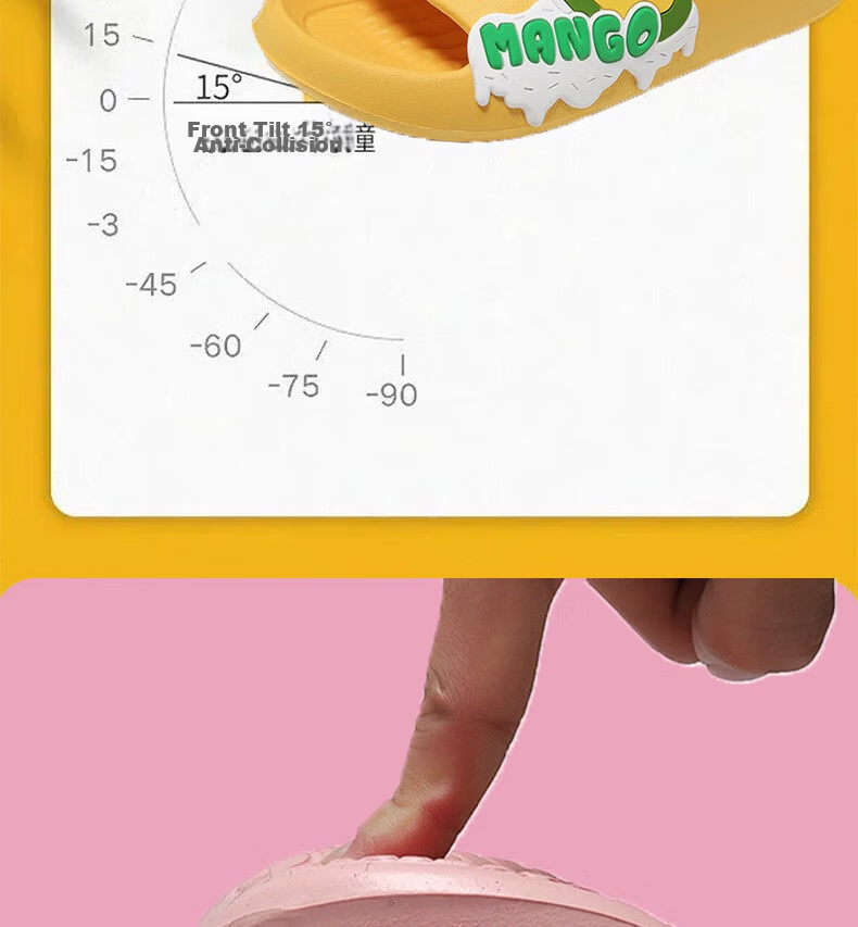 Huamei Jianbu Cartoon Fruit Couple Slippers Indoor Outdoor Bathroom Soft Sole Sandals HM33110 Gray Size 42-43 5