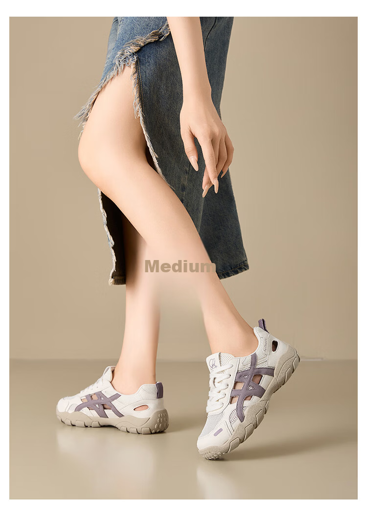 La Chapelle Women's Single-Layer Mesh Breathable Training Shoes Summer New Thick Sole Slim Comfortable Non-Stuffy Purple Size 36 13
