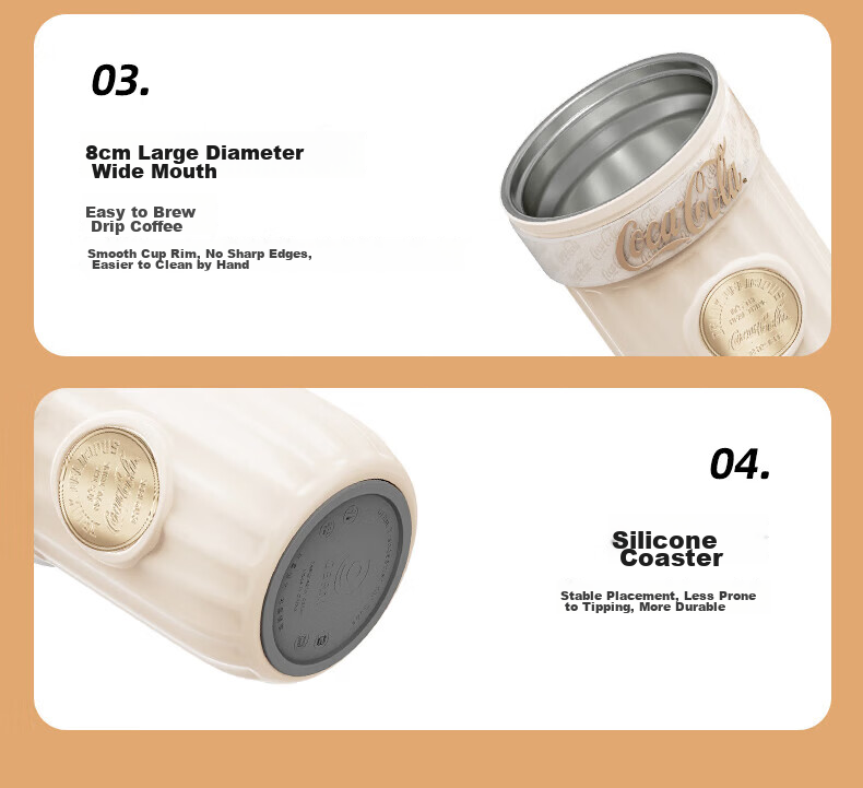 Germ Coca-Cola Badge Insulated Straw Cup GE-CK23AW-B55-2 Snow White 400mL (Each) 17