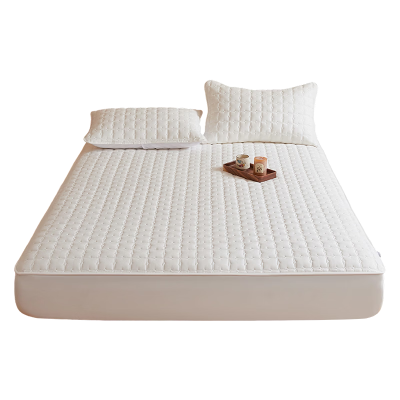 Grace Class A Antibacterial Quilted Mattress Protector Washable Bed Cover Plain White 1.8m