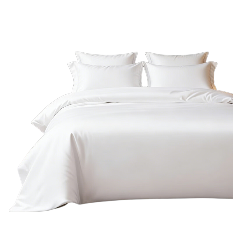 Yuanshenghuo White Hotel Bedding Set, Xinjiang Long-Staple Cotton Thickened Bed Sheet Duvet Cover Pillowcase for 1.8-Meter Bed