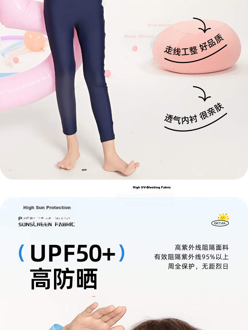 Anta Kids One-Piece Swimsuit New Long Sleeve Boys Girls Sun Protection Professional Training Swimwear for Girls Size 150 4