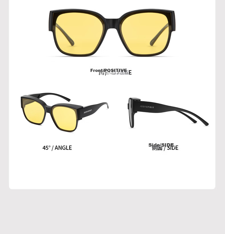 JEEP SPIRIT Polarized Sunglasses Unisex Prescription Large Round Frame UV Protection Driving Day and Night Anti-Glare Clip-On Lenses 14