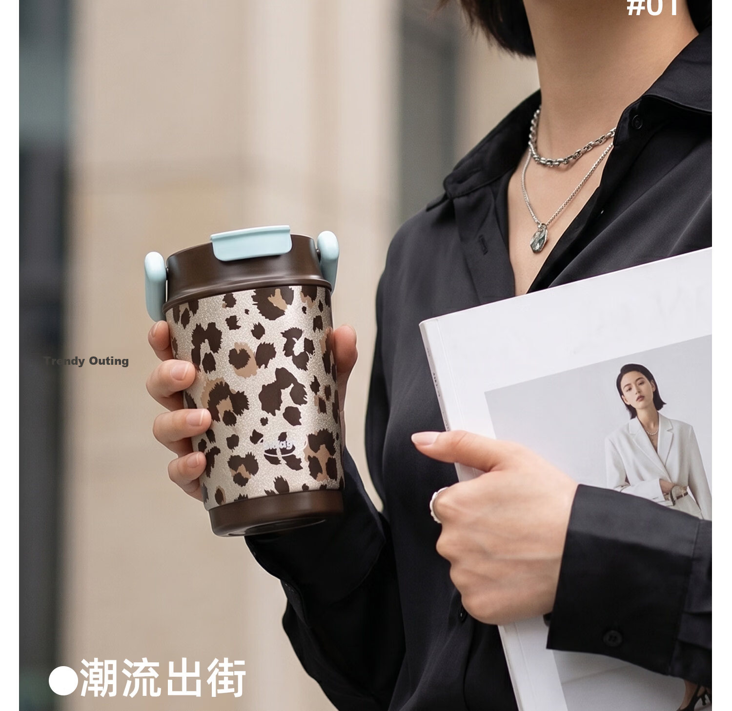 Shidajia Insulated Water Bottle for Women High-Value Three-in-One Portable Stainless Steel Office Coffee Mug 15