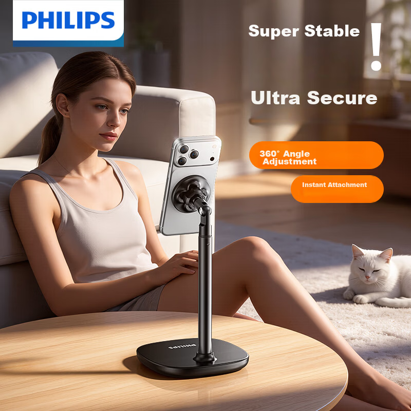 Philips Magnetic MagSafe Phone Holder Desktop Live Streaming Shooting Tool Online Class Watching Office Adjustable Multifunction Lazy Support Stand 2316C