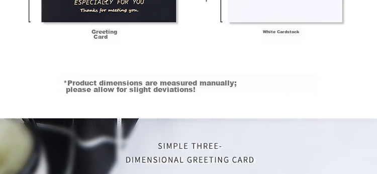 E-Muguo Greeting Cards Set of 4 with Envelopes, Letter Paper, Gift Birthday Cards, Confession Gifts, Ins Style Business Blessing Cards, Wish Cards, Thanksgiving Cards, Black with Gold Foil 8