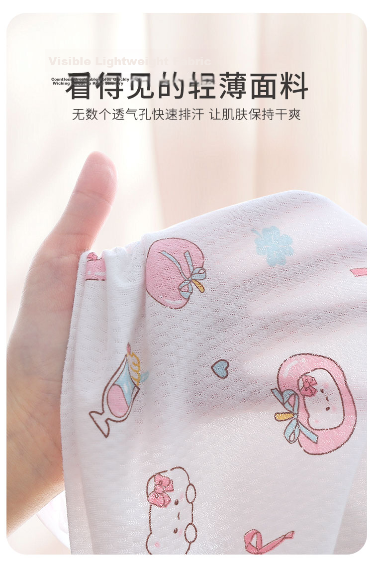 Cotton Girl's Pajamas Spring Summer 100% Cotton Homewear Set for Older Children and Teens Lightweight Breathable Mesh Air-Conditioned Clothing 7