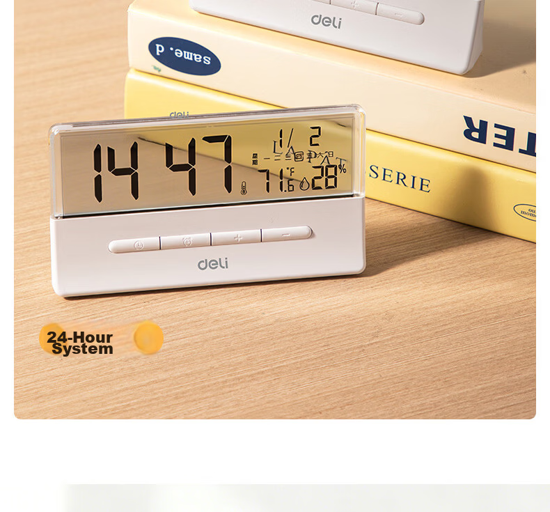 Deli Electronic Alarm Clock Backlight Large Bell Smart Home Student Multifunctional Thermometer Large Screen Bedside Clock Back to School Essential - LE122 Gift 11