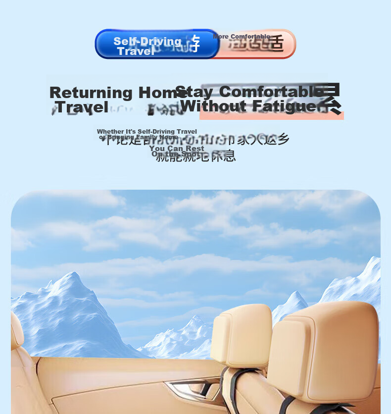 Geshu Car Rear Seat Sleeping Mat Car Mattress Foldable Backseat Sleeping Device SUV Foldable Travel Bed 5