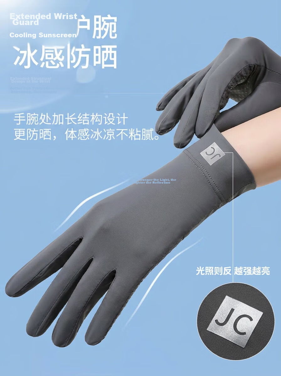 Ning'an Ice Silk Thin Women's Sun Protection Gloves Summer Flip Cover Two-Finger Touchscreen Non-Slip Outdoor Cycling Sports Driving Gloves 5