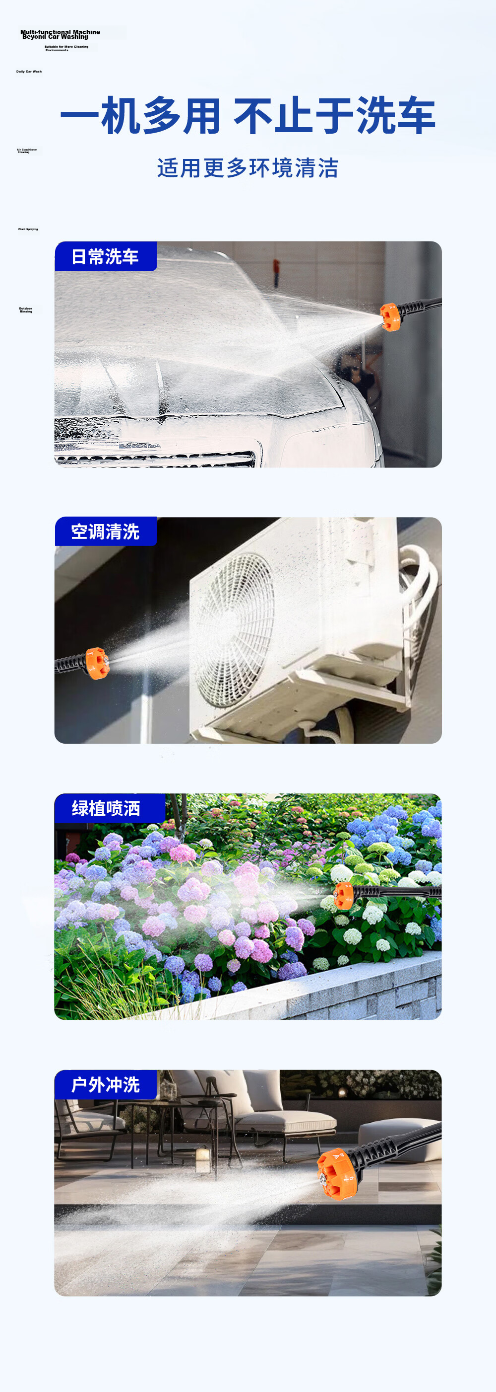 HONDA Wireless Car Washer High-Pressure Water Gun Home Use Powerful Rechargeable Lithium Battery Booster 10